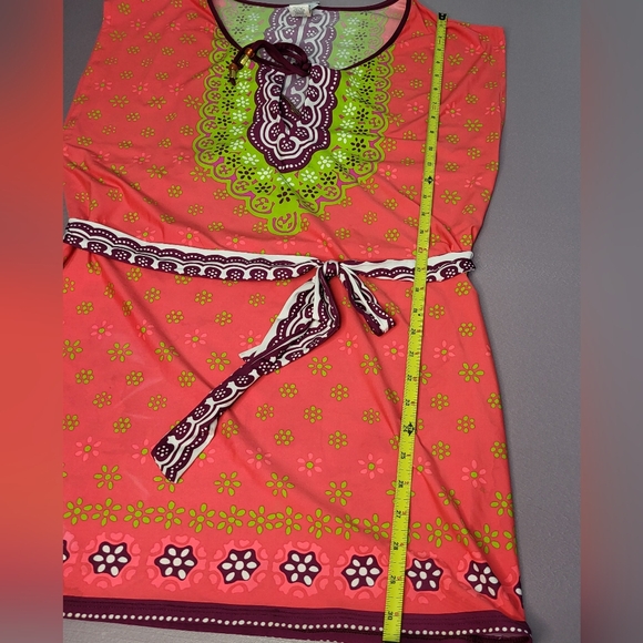 Trina Turk Coral and Lime Swim Coverup - Picture 3 of 6